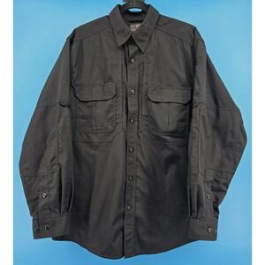 5.11 Tactical Men Sz M TACLITE PRO Long Sleeve Shirt Ripstop Black Pockets Vents